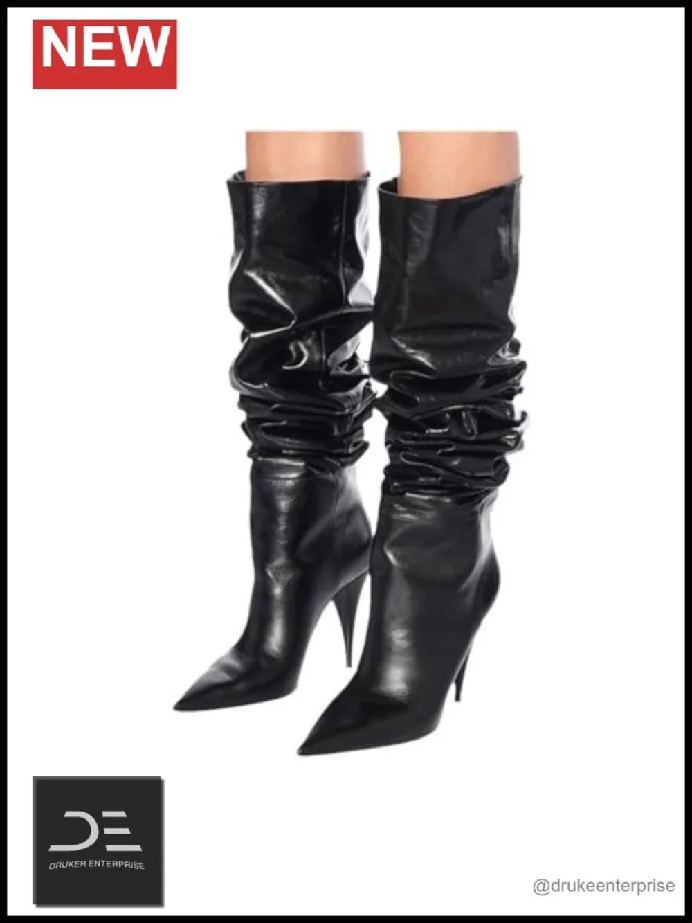 Wide Calf Pleated Knee High Suede Boots for Women